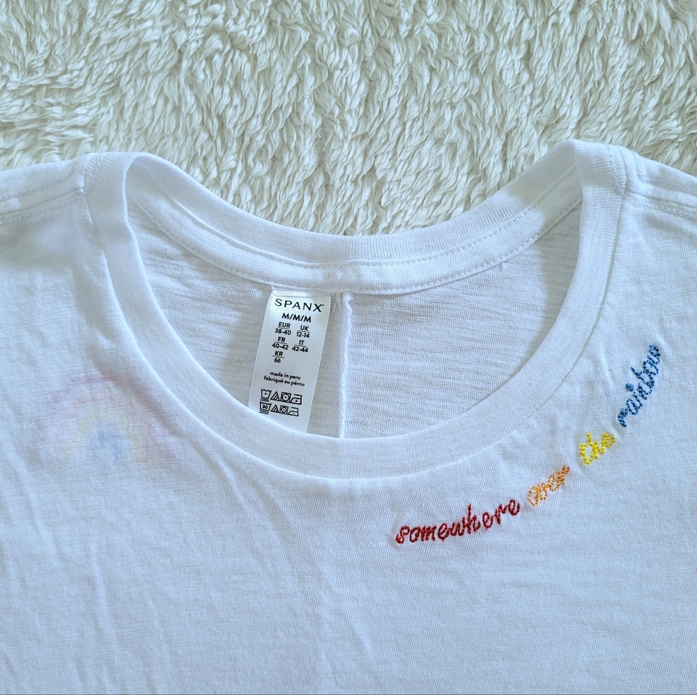 Spanx🩱 "somewhere over the rainbow"🌈 Embroidered Slub Tee👕 - NWT - Picture 3 of 14